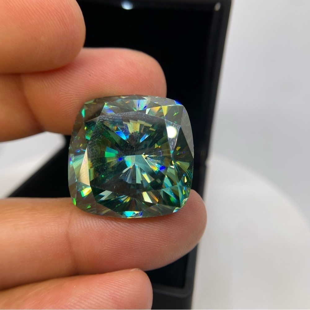 Huge Moissanite 73.90 Ct Vivid Blue Cushion Cut Extremely Rare Loose Gemstone